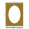 CountryArtHouse Metallic Gold Acid Free 18x24 Oval Picture Frame Mat with White Core Bevel Cut for 13x19 Pictures - Fits 18x24 Frame - Pack of 1 Matboard view 2