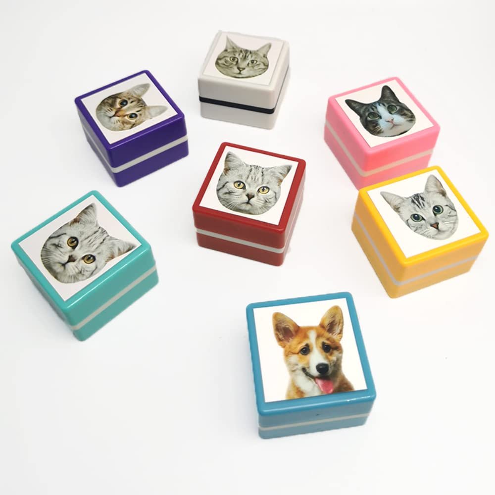 Customized Pet Portrait Stamps Personalized Photo Name Stamps DIY for Cats and Dogs Stamps Souvenirs Customized Stamps for Handbooks Gifts Birthdays Holidays (F)