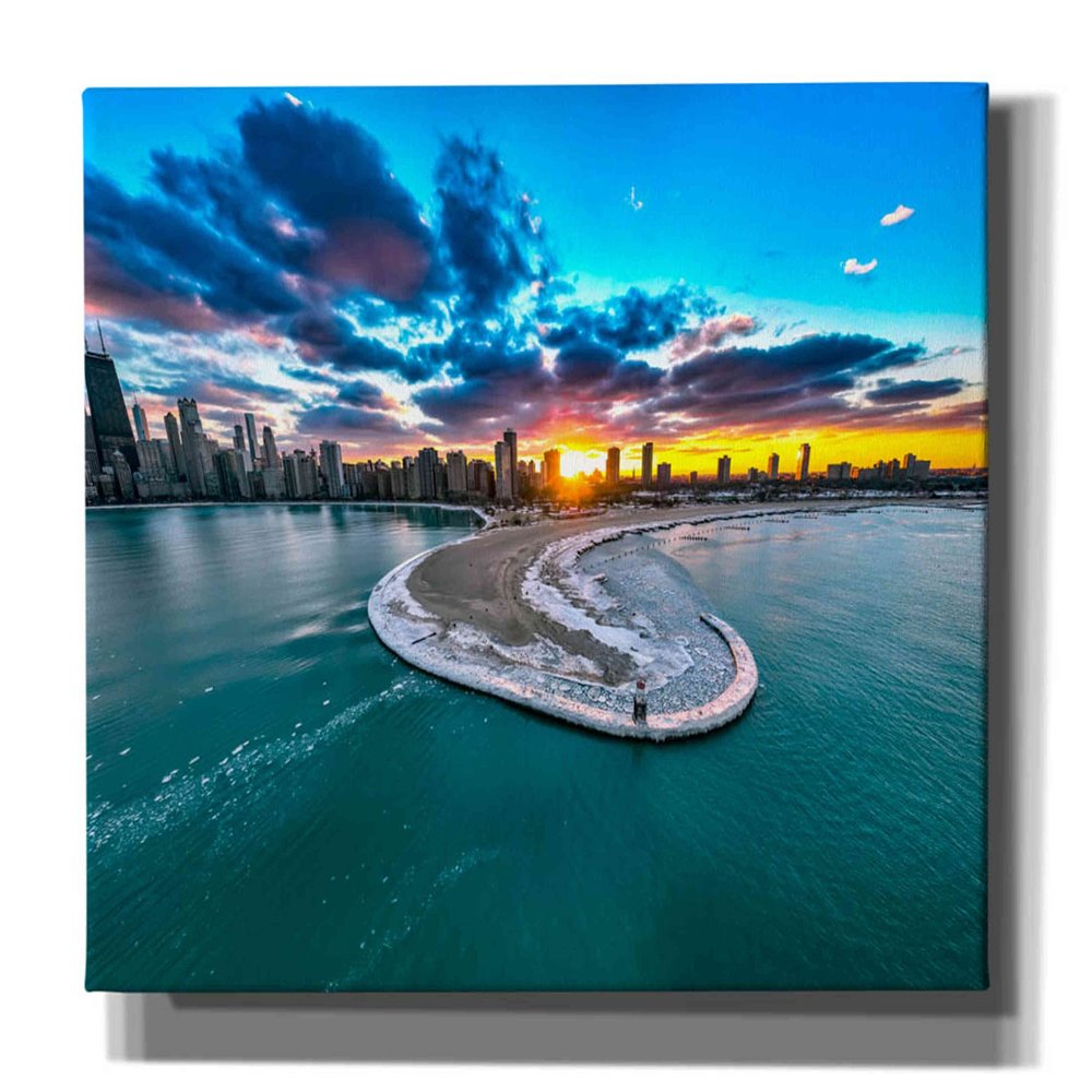 Epic Graffiti 'Fiery Chicago Sunset' by Epic Portfolio, Canvas Wall Art, 54"x40"