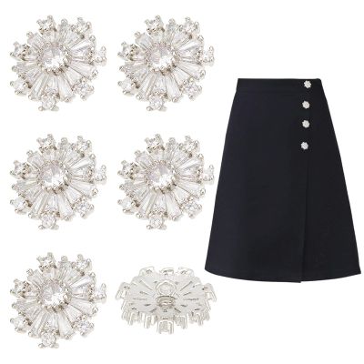 AHANDMAKER 6 Pcs Flower Rhinestone Buttons - CZ Crystal Sliver Shank Decorative Buttons with Single Hole for Sewing Embellishments DIY Craft Jewelry Wedding Decoration