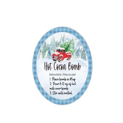 100 Hot Chocolate Bomb Labels/Christmas Red Truck Chocolate Cocoa Bomb packaging- 2-Inch Round