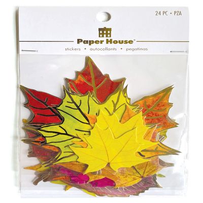 Paper House Productions Autumn Leaves 24-Piece Scrapbook Die-Cut Foil Accent Sticker Pack