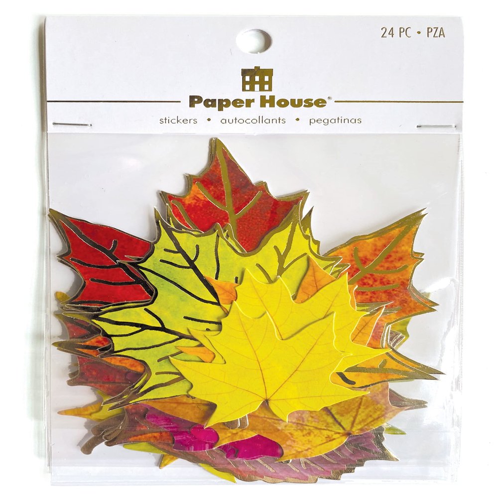 Paper House Productions Autumn Leaves 24-Piece Scrapbook Die-Cut Foil Accent Sticker Pack