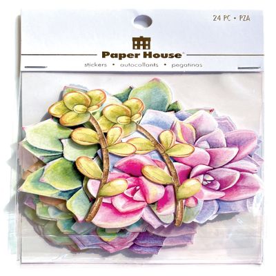 Paper House Productions Sweet Succulents 24-Piece Scrapbook Die-Cut Sticker Pack
