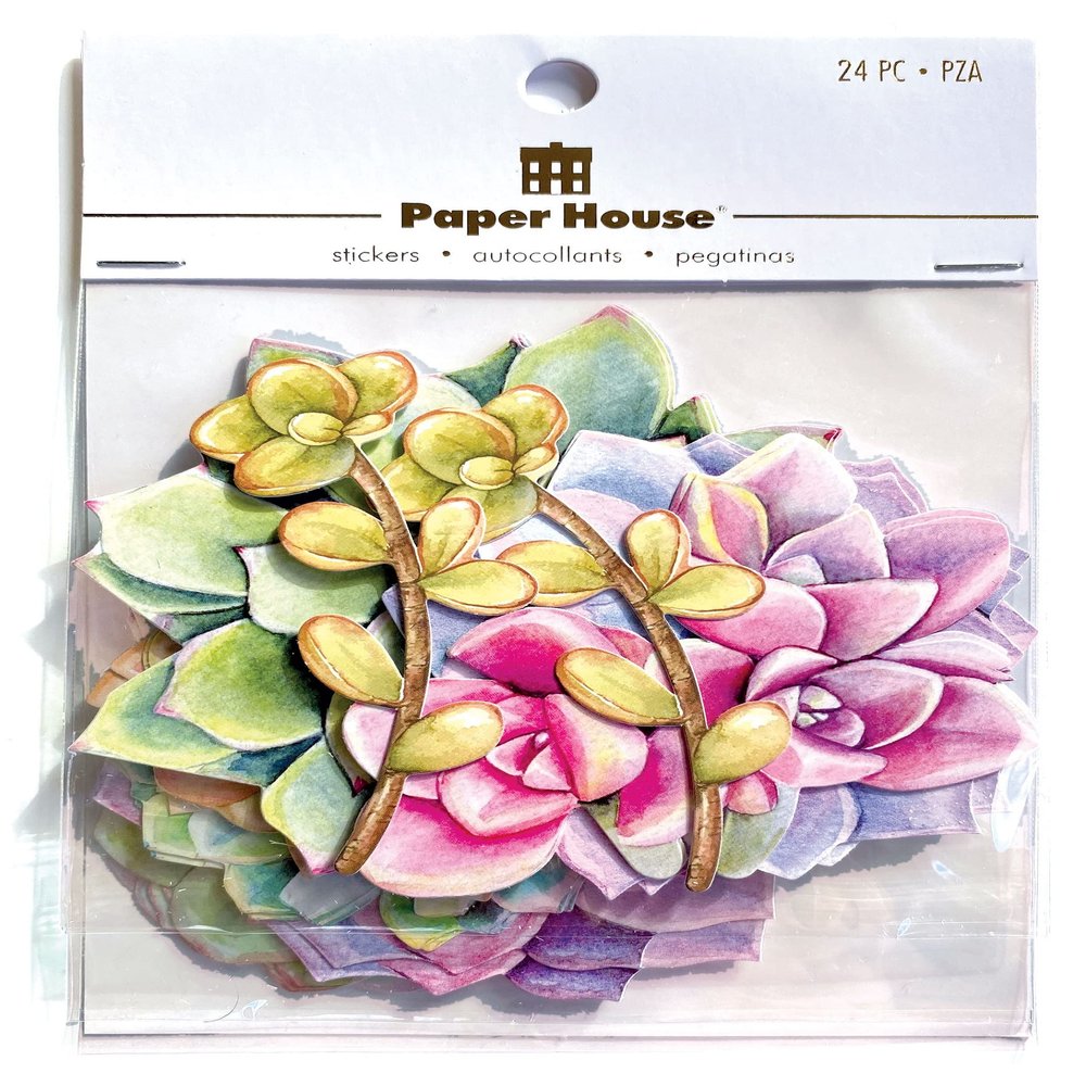 Paper House Productions Sweet Succulents 24-Piece Scrapbook Die-Cut Sticker Pack