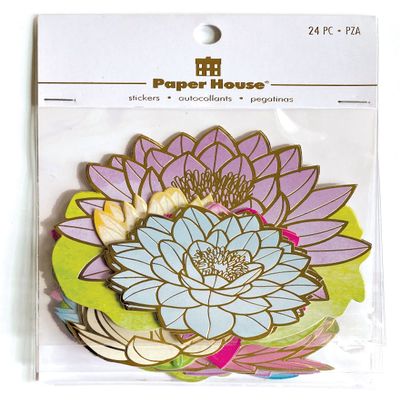 Paper House Productions Serene Lotus 24-Piece Scrapbook Die-Cut Foil Accent Sticker Pack