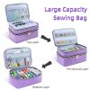 Sewing Organizer Bag - 11.5"x8"x6" Double-Layer Sewing Box with Storage for Scissors, Thread, Pins, Needles, Clips (Purple) view 3