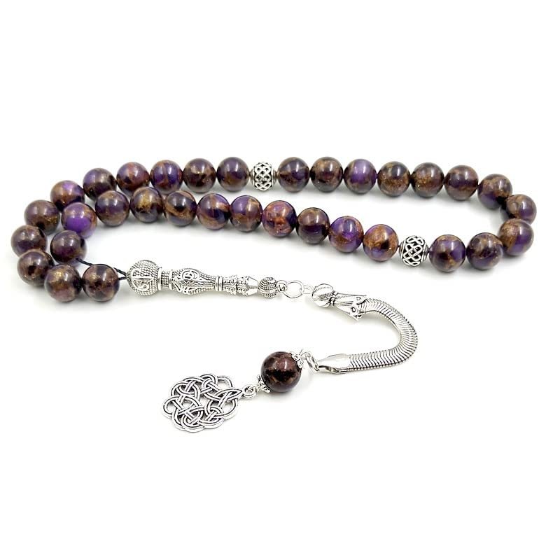 ALBASHAN Tasbih Tanzanian SandStone muslim bracelet purple rosary beads (10MM*33BEADS)