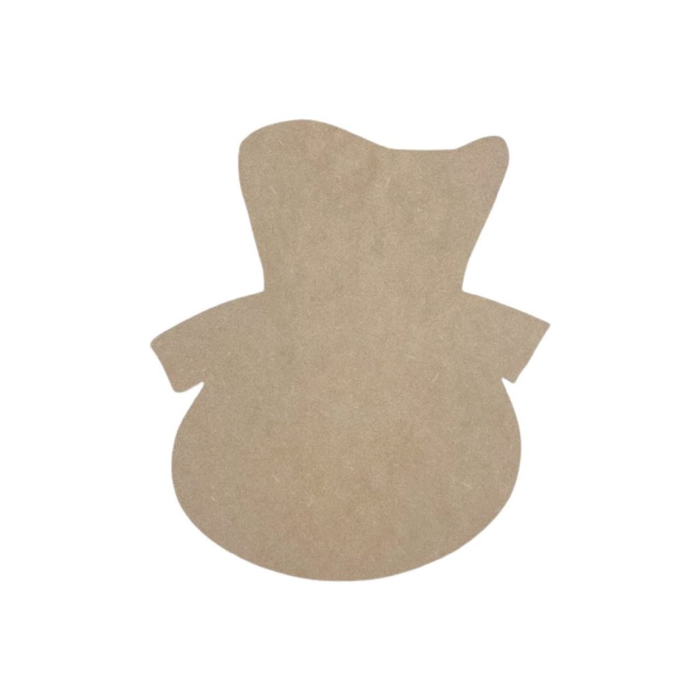Snowman Head with Hat DIY Wooden Craft Shape, Unfinished Cutout, Paintable MDF Cutout