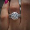 Koguxuix Fashion Jewelry 925 Sterling Silver Shiny Full Diamond Ring Round Cubic Zirconia Anniversary Promise Cocktail Ring CZ Diamond Multi Row Ring Eternity Engagement Wedding Band Ring (Size 6) view 1