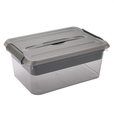 BTSKY Stack & Carry Box, Clear Plastic Storage Container Stackable Home Utility Box with Removable Tray Multi-Purpose Storage Bin for Organizing Stationery, Sewing, Art Craft Supplies (Black)