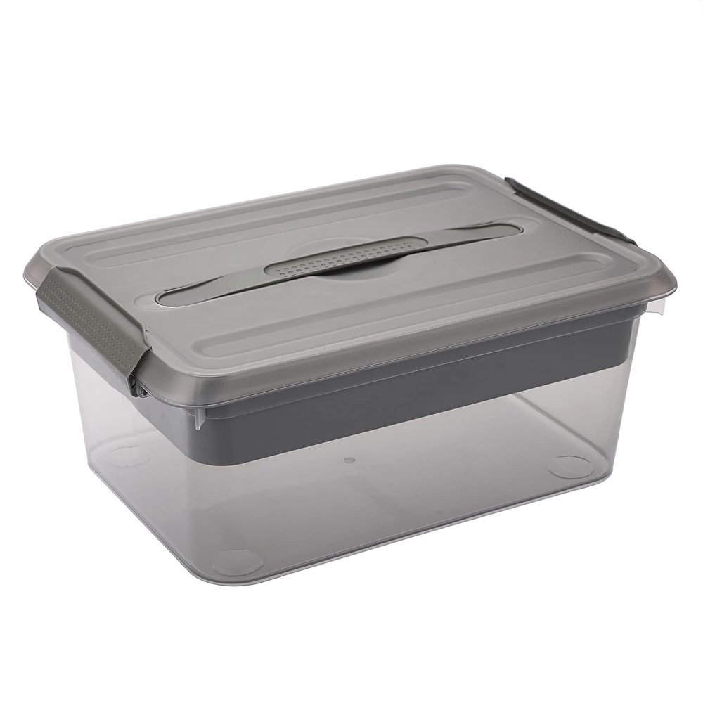 BTSKY Stack & Carry Box, Clear Plastic Storage Container Stackable Home Utility Box with Removable Tray Multi-Purpose Storage Bin for Organizing Stationery, Sewing, Art Craft Supplies (Black)