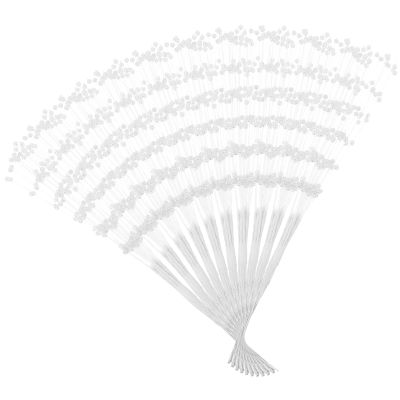 100Pcs Abs Pearl Sticks for Bridal Wedding Bouquet, DIY Crafts, Party Supplies, Floral Arrangements, Corsage Accessories (White)