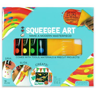 Bright Stripes iHeartArt Squeegee Art Kit for Kids - Easy to Use Squeegee Arts & Crafts Painting Set for Kids Ages 6+ with Paint, Paper, Stickers & Tools, Mess Free Coloring & Educational Art Supplies