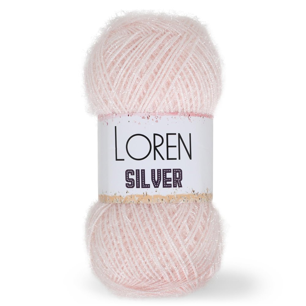 1 Skein Loren Silver, Metallic Sparkle Yarn for Knitting, Crochet, 100 Grams (3.5 oz), 195 Meters (213 Yards),%70 Micro Polyester%30 Metallic Glitter, Sheen Yarn, Dusty Pink - RS0062
