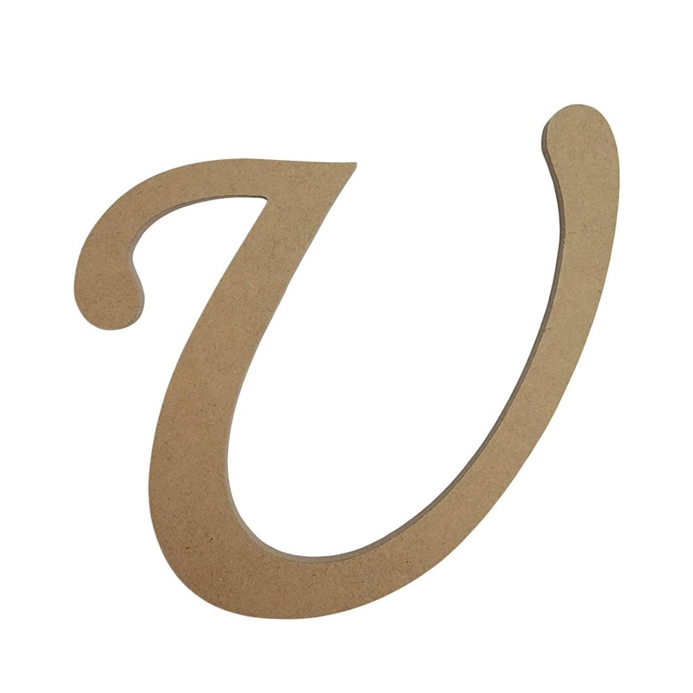 15" Wooden Monotype Font Craft Letter U Unfinished, Blank Fancy Script Monogram Cutout on 1-4" MDF