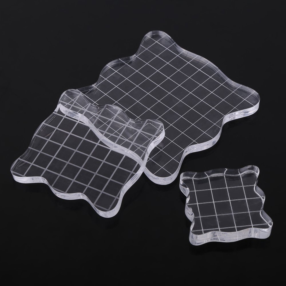 Transparent Clear Acrylic Block Pad , Acrylic Mounting Blocks for Clear Stamps , Acrylic Block Pad with Grid Lines for Art Crafts (5x5cm) , clear stamps acrylic blocks for stamps acrylic stamp block
