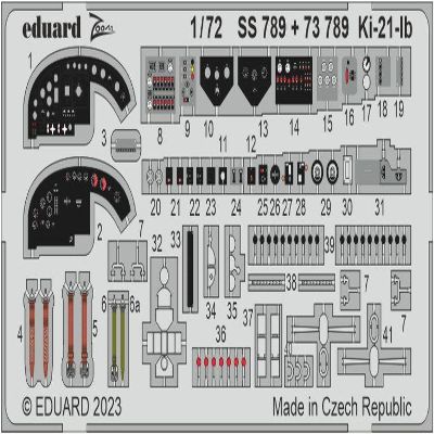 Eduard EDUSS789 1/72 Zoom Series Mitsubishi Ki-21-Ib Type 97 Heavy Bomber Etched Parts (for ICM), Plastic Model Parts