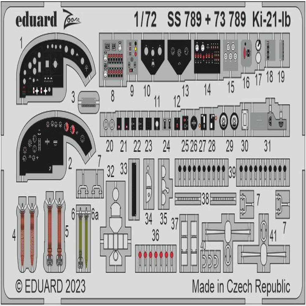 Eduard EDUSS789 1/72 Zoom Series Mitsubishi Ki-21-Ib Type 97 Heavy Bomber Etched Parts (for ICM), Plastic Model Parts