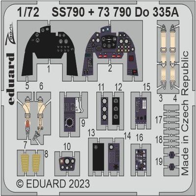 Eduard EDUSS790 1/72 Zoom Series Dornier Do335A Pupile Etched Parts (for Dragons) Plastic Model Parts