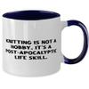 Gag Knitting Gifts, Knitting is not a Hobby. It's a Post-apocalyptic Life Skill., Perfect Two Tone 11oz Mug For Friends From view 2