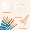 20 Pack 4x4 in Mini Canvases, Small Painting Canvas Panel with Mini Easel, Art Canvas Painting Kit with 10 Brushes & 5 Paint Tray for Acrylic Pouring Oil Water Color Gift view 2