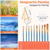 20 Pack 4x4 in Mini Canvases, Small Painting Canvas Panel with Mini Easel, Art Canvas Painting Kit with 10 Brushes & 5 Paint Tray for Acrylic Pouring Oil Water Color Gift view 4