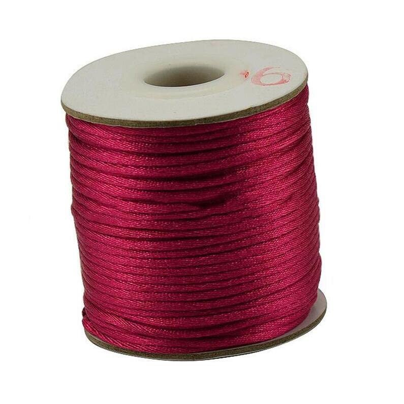 HZLXF1 35m 2mm Jewelry Making Accessories Cotton Cable Nylon Thread Braided Cable Knot String DIY Bead Chain Bracelet (Size : Deep Rose red)
