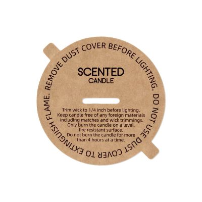 CandMak Candle Dust Covers, 160pcs Printed Kraft Card Candle Dust Lid with Pull Tab for Candle Making (2.25")