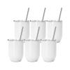 PYD Life 6 Pack Sublimation Blanks Wine Tumblers Straight Bulk 15 OZ Glossy White with Leakproof Lid and Straw Stainless Steel for Tumbler Heat Press Sublimation Oven Printing view 1