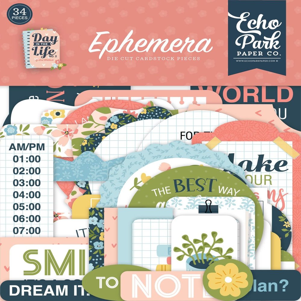 ECHO PARK PAPER COMPANY Echo Park Cardstock Ephemera 33/Pkg-Icons, Day in The Life No. 2, Multicolor