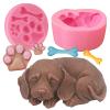 2Pcs Dog Silicone Soap Molds 3D Puppy Paw Bone Shape Silicone Fondant Mould Cute Dog Candle Soap Wax Epoxy Resin Mold Chocolate Candy Cake Baking Molds DIY Art Craft Cake Home Decor view 1