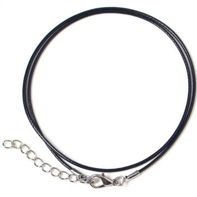 QUSIIOSLK Sterling Silver Clasp 11.5cm Black Waxed 1.5mm Chain Necklace Stainless Steel Durable Snap Clasp Cord String for Jewelry Necklace Bracelet Making Supplies