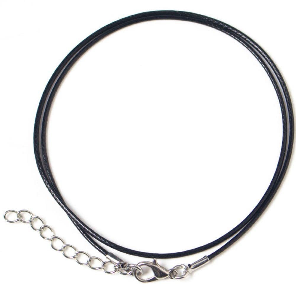 QUSIIOSLK Sterling Silver Clasp 11.5cm Black Waxed 1.5mm Chain Necklace Stainless Steel Durable Snap Clasp Cord String for Jewelry Necklace Bracelet Making Supplies
