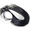 QUSIIOSLK Sterling Silver Clasp 11.5cm Black Waxed 1.5mm Chain Necklace Stainless Steel Durable Snap Clasp Cord String for Jewelry Necklace Bracelet Making Supplies view 3