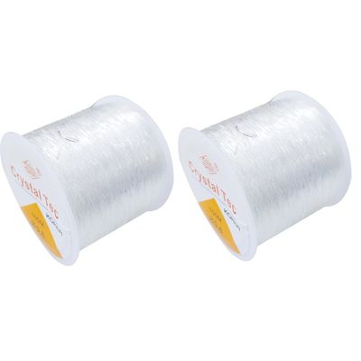 Magik 1-2 Roll 328Ft Clear Stretch Elastic Bead Cord Bracelet String Jewelry Making (2 Pack, 0.6mm)