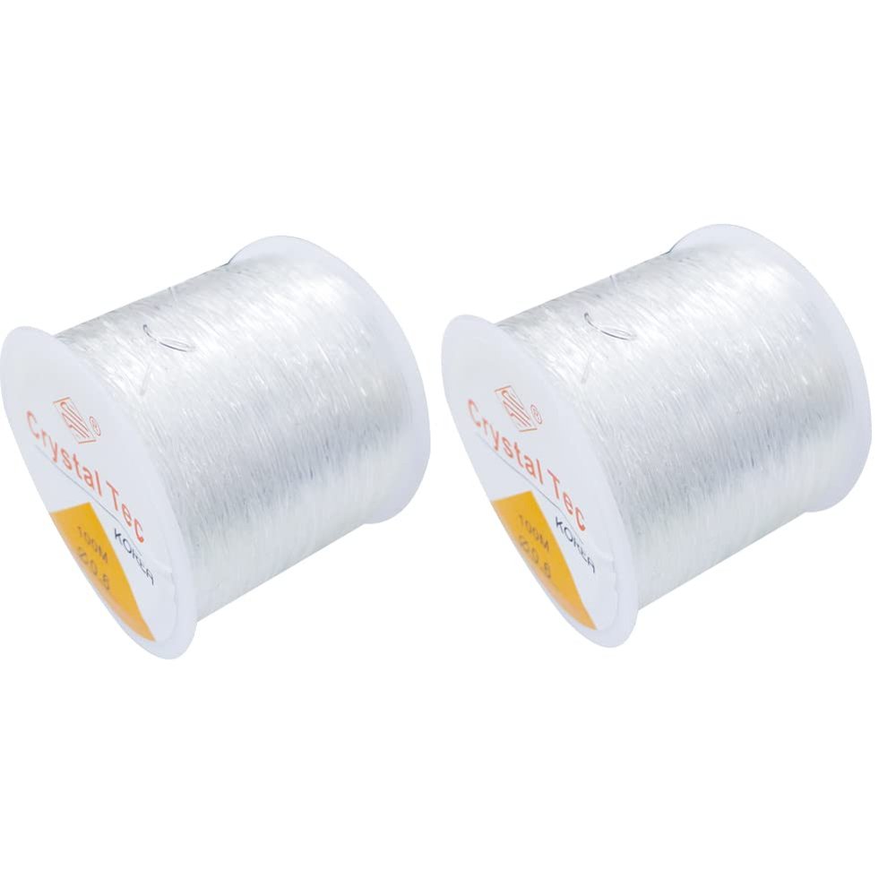 Magik 1-2 Roll 328Ft Clear Stretch Elastic Bead Cord Bracelet String Jewelry Making (2 Pack, 0.6mm)