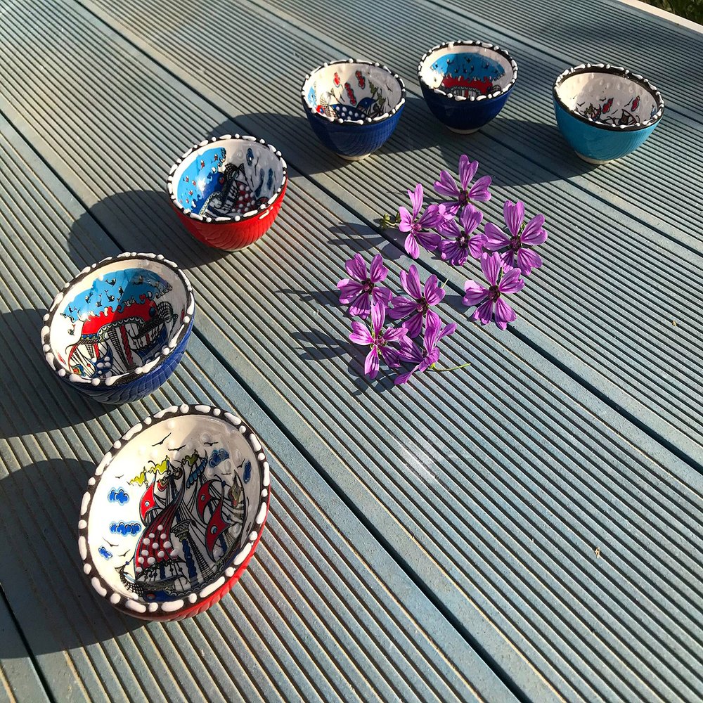Appetizer Bowl -Ship and Fish Pattern, Tea Bag Holder, Handmade Ring Dish, Ceramic Chip and Dip, Flower Saucer, Jewelry Storage, Engagement