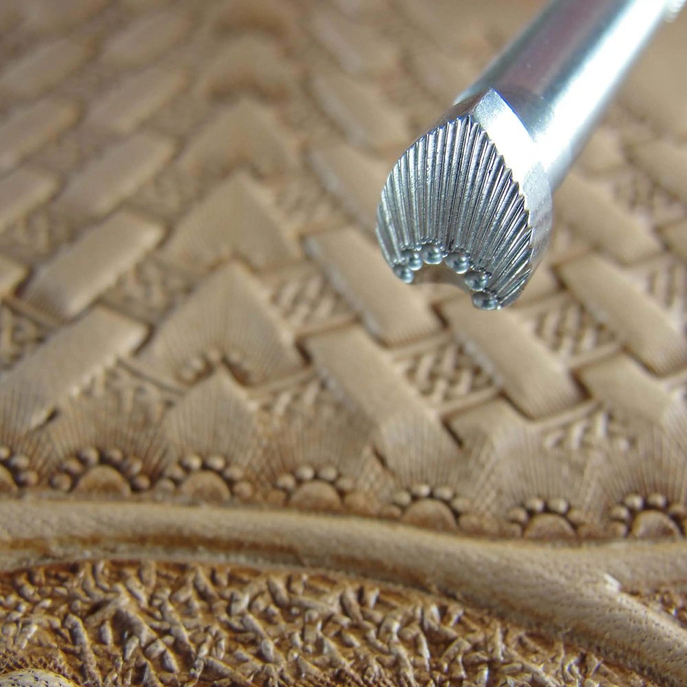 6-Seed Sunburst Border Leather Stamp, Stainless Steel Leather Stamping Tool, Zhong Jiang Leathercraft Stamp