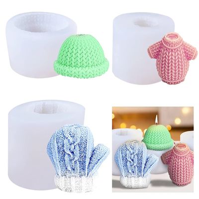 Gloves Shape Candle Mold Silicone DIY Craft Making Tools for Resin Candle Plaster Soap Mold Decorative Christmas Gift (Gloves+Hat+Sweater)