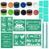 JAJADO Self-Adhesive Silk Screen Stencils Farmhouse Chalk Paste Starter Kits 20 Pcs, Mesh Transfers Chalk Paste Paint for Stencil Painting on Wood DIY T-Shirt Porch Sign Farmhosue Decoration view 1