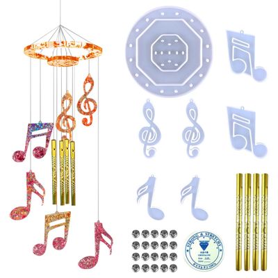 DeryArcle 32Pcs Wind Chimes Resin Molds, Music Note Epoxy Resin Mould Wind Bell Silicone Mold Pendant Casting Moulds for DIY Key Chain Necklace Crafts Ornament Home Garden Wall Hanging Decoration