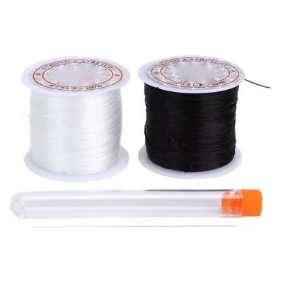 Beading Thread 0.8mm x 50m High Elasticity Bracelet Elastic Cord DIY Beading Thread with Needle for Jewelry Necklace Crafts Making Accessory, Elastic Cord Beading Thread Jewelry Cord Beading Cord