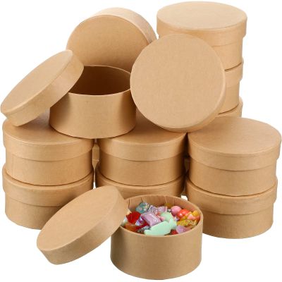 Geyee Round Paper Mache Boxes with Lids, 3.9 Inch Small Mini Nesting Cardboard Gift Boxes for DIY Crafts Decoupage Painting Jewelry Storage and Party Favors
