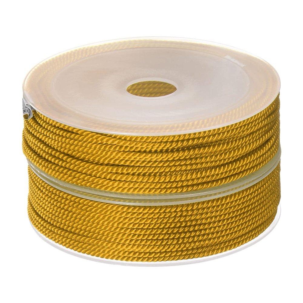 HARFINGTON 2pcs Twisted Nylon Twine Thread Beading Cord 2mm 13M/43 Feet Extra-Strong Braided Nylon String for Crafting Bracelets Jewelry Making, Goldenrod