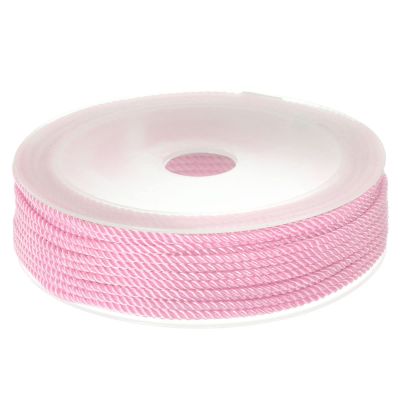 HARFINGTON Twisted Nylon Twine Thread Beading Cord 2mm 13M/43 Feet Extra-Strong Braided Nylon String for Crafting Bracelets Jewelry Making, Pink
