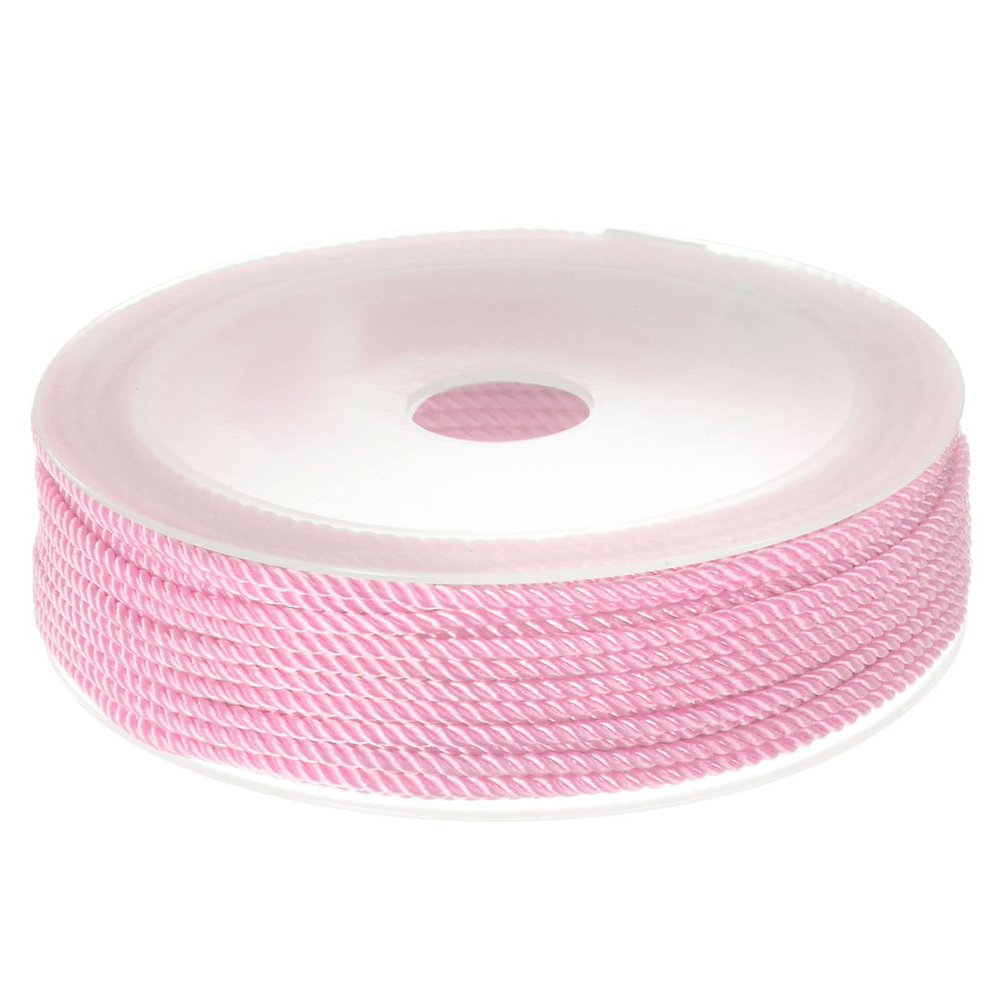HARFINGTON Twisted Nylon Twine Thread Beading Cord 2mm 13M/43 Feet Extra-Strong Braided Nylon String for Crafting Bracelets Jewelry Making, Pink