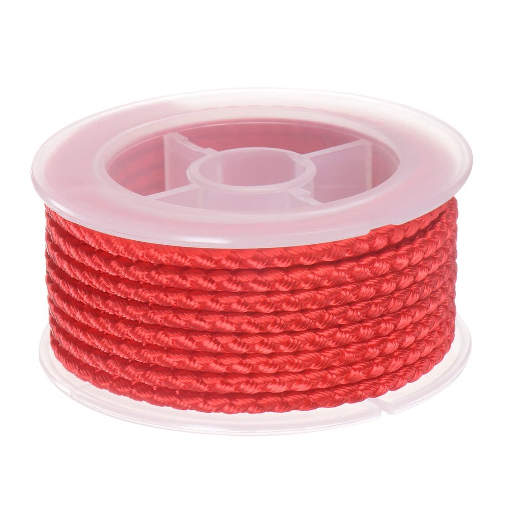HARFINGTON Nylon Thread Twine Beading Cord 3mm Extra-Strong Braided Nylon Crafting String for Bracelets Jewelry Making DIY Crafts 4M/13 Feet, Red