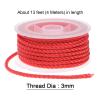 HARFINGTON Nylon Thread Twine Beading Cord 3mm Extra-Strong Braided Nylon Crafting String for Bracelets Jewelry Making DIY Crafts 4M/13 Feet, Red view 2