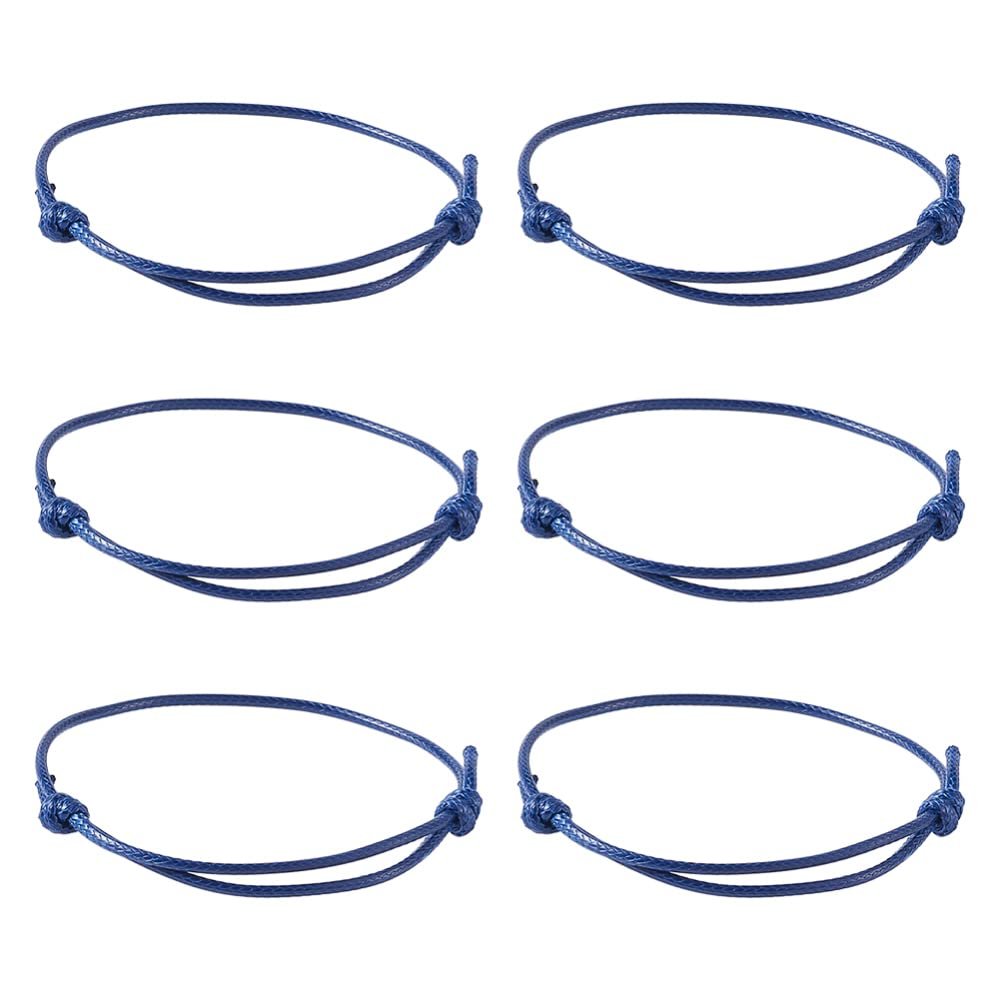 Cheriswelry 50pcs Adjustable Braided Cord Bracelets Making Korean Waxed Polyester Cord Friendship Bracelet String Inner Diameter 40~70mm Midnight Blue for Women Men Jewelry Making Supplies